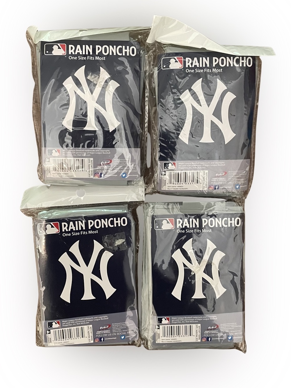 4-Pack New York Yankees Rain Ponchos | Official MLB Waterproof Ponchos